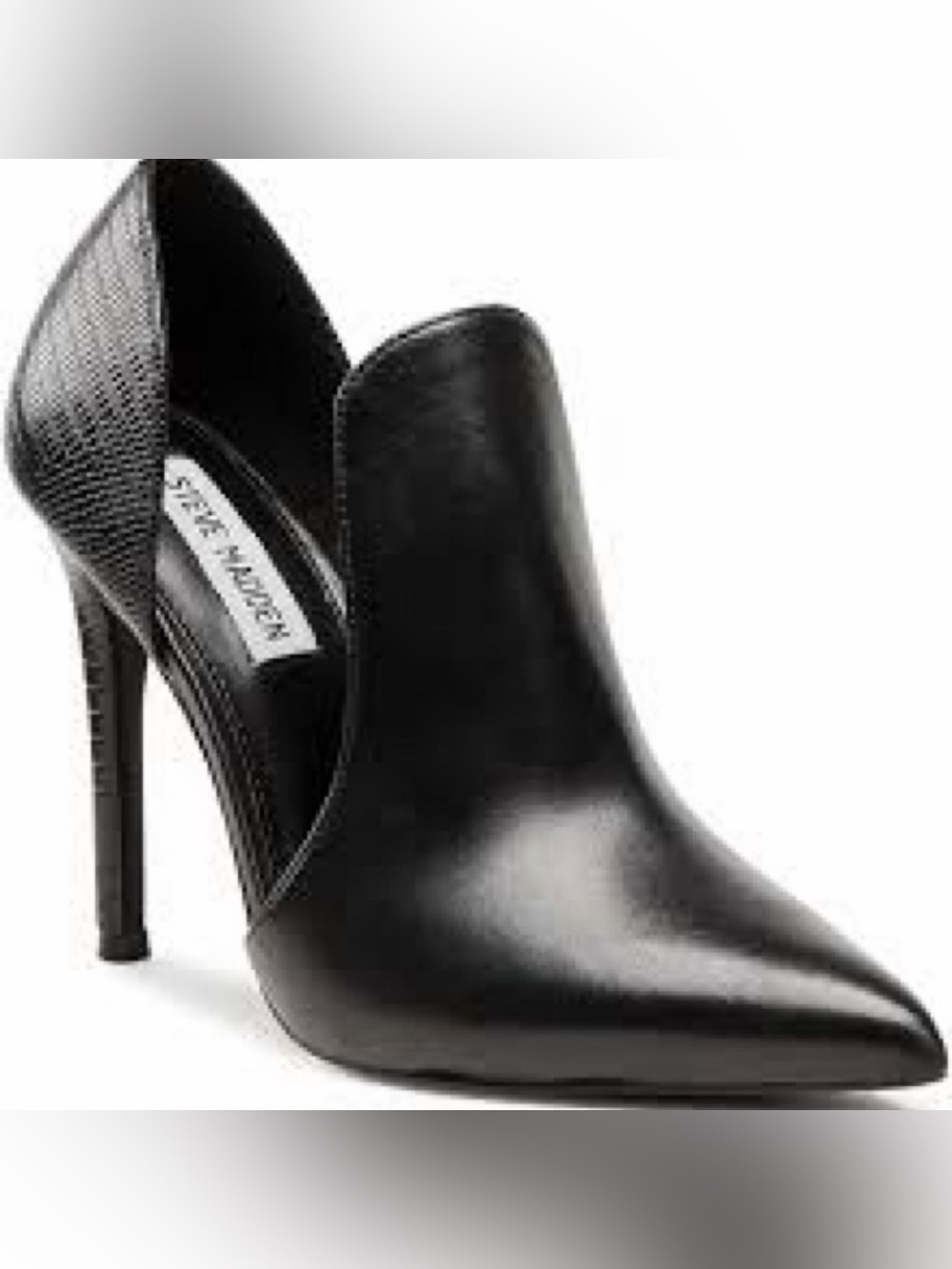 Steve Madden Black Leather Pointed Stiletto D'Orsay Pumps